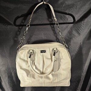 Coach gorgeous ivory soft leather bag with silver hardware.